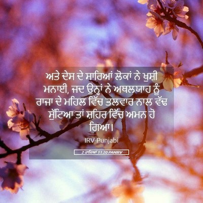 Picture 05 - 2 ਰਾਜਿਆਂ 11:20 PANIRV - ਅਤੇ ਦੇਸ ਦੇ ਸਾਰਿਆਂ - Bible Verse Picture