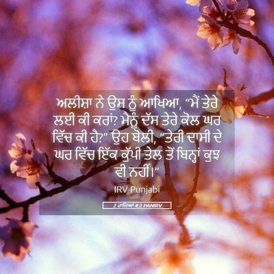 Picture 05 - 2 ਰਾਜਿਆਂ 4:2 PANIRV - ਅਲੀਸ਼ਾ ਨੇ ਉਸ ਨੂੰ - Bible Verse Picture