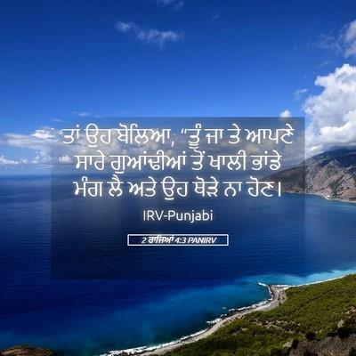 Picture 05 - 2 ਰਾਜਿਆਂ 4:3 PANIRV - ਤਾਂ ਉਹ ਬੋਲਿਆ, “ਤੂੰ - Bible Verse Picture