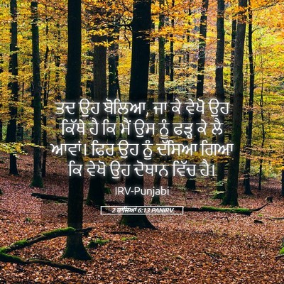 Picture 05 - 2 ਰਾਜਿਆਂ 6:13 PANIRV - ਤਦ ਉਹ ਬੋਲਿਆ, ਜਾ ਕੇ - Bible Verse Picture
