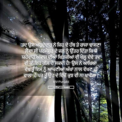 Picture 05 - 2 ਰਾਜਿਆਂ 7:2 PANIRV - ਤਦ ਉਸ ਅਹੁਦੇਦਾਰ ਨੇ - Bible Verse Picture