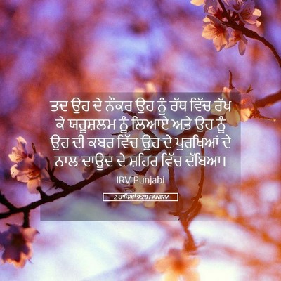 Picture 05 - 2 ਰਾਜਿਆਂ 9:28 PANIRV - ਤਦ ਉਹ ਦੇ ਨੌਕਰ ਉਹ - Bible Verse Picture