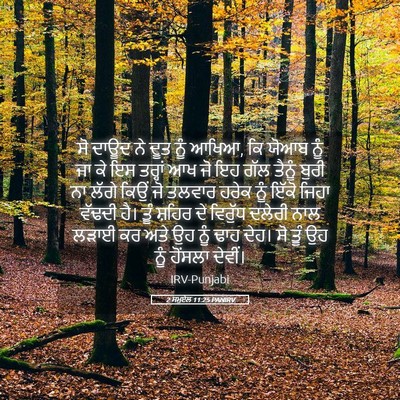 Picture 05 - 2 ਸਮੂਏਲ 11:25 PANIRV - ਸੋ ਦਾਊਦ ਨੇ ਦੂਤ ਨੂੰ - Bible Verse Picture