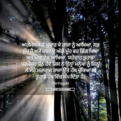 Picture 05 - 2 ਸਮੂਏਲ 18:28 PANIRV - ਅਹੀਮਅਸ ਨੇ ਪੁਕਾਰ ਕੇ - Bible Verse Picture