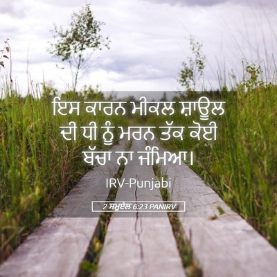 Picture 05 - 2 ਸਮੂਏਲ 6:23 PANIRV - ਇਸ ਕਾਰਨ ਮੀਕਲ ਸ਼ਾਊਲ - Bible Verse Picture