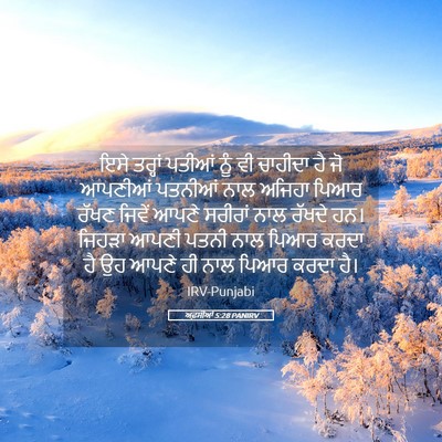 Picture 05 - ਅਫ਼ਸੀਆਂ 5:28 PANIRV - ਇਸੇ ਤਰ੍ਹਾਂ ਪਤੀਆਂ - Bible Verse Picture