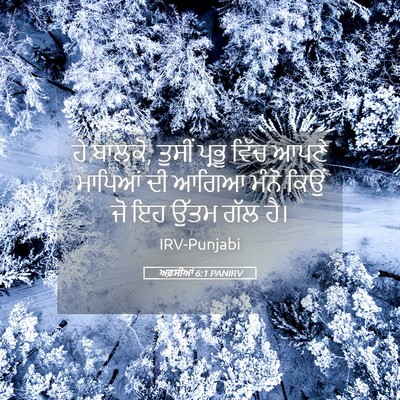 Picture 05 - ਅਫ਼ਸੀਆਂ 6:1 PANIRV - ਹੇ ਬਾਲਕੋ, ਤੁਸੀਂ - Bible Verse Picture