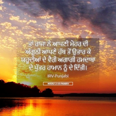 Picture 05 - ਅਸਤਰ 3:10 PANIRV - ਤਾਂ ਰਾਜਾ ਨੇ ਆਪਣੀ - Bible Verse Picture