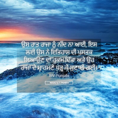 Picture 05 - ਅਸਤਰ 6:1 PANIRV - ਉਸ ਰਾਤ ਰਾਜਾ ਨੂੰ - Bible Verse Picture