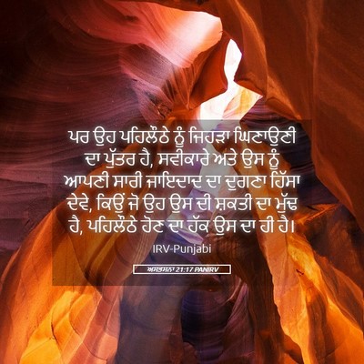 Picture 05 - ਅਸਤਸਨਾ 21:17 PANIRV - ਪਰ ਉਹ ਪਹਿਲੌਠੇ ਨੂੰ - Bible Verse Picture