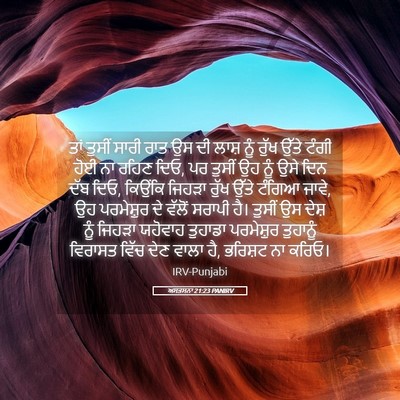 Picture 05 - ਅਸਤਸਨਾ 21:23 PANIRV - ਤਾਂ ਤੁਸੀਂ ਸਾਰੀ ਰਾਤ - Bible Verse Picture