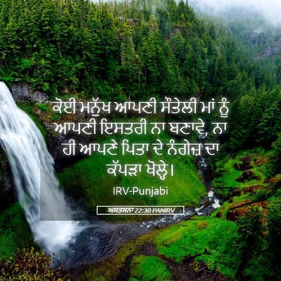 Picture 05 - ਅਸਤਸਨਾ 22:30 PANIRV - ਕੋਈ ਮਨੁੱਖ ਆਪਣੀ - Bible Verse Picture