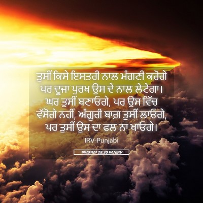 Picture 05 - ਅਸਤਸਨਾ 28:30 PANIRV - ਤੁਸੀਂ ਕਿਸੇ ਇਸਤਰੀ - Bible Verse Picture