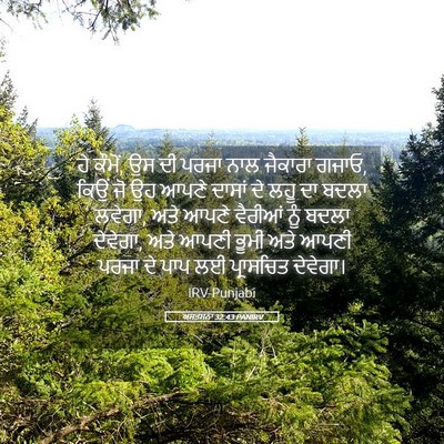 Picture 05 - ਅਸਤਸਨਾ 32:43 PANIRV - ਹੇ ਕੌਮੋਂ, ਉਸ ਦੀ - Bible Verse Picture