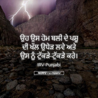 Picture 05 - ਅਹਬਾਰ 1:6 PANIRV - ਉਹ ਉਸ ਹੋਮ ਬਲੀ ਦੇ - Bible Verse Picture