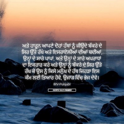 Picture 05 - ਅਹਬਾਰ 16:21 PANIRV - ਅਤੇ ਹਾਰੂਨ ਆਪਣੇ - Bible Verse Picture