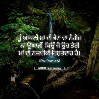 Picture 05 - ਅਹਬਾਰ 18:13 PANIRV - ਤੂੰ ਆਪਣੀ ਮਾਂ ਦੀ ਭੈਣ - Bible Verse Picture