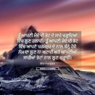 Picture 05 - ਅਹਬਾਰ 2:13 PANIRV - ਤੂੰ ਆਪਣੀ ਮੈਦੇ ਦੀ - Bible Verse Picture