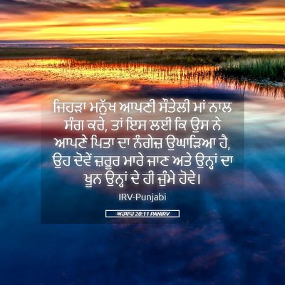 Picture 05 - ਅਹਬਾਰ 20:11 PANIRV - ਜਿਹੜਾ ਮਨੁੱਖ ਆਪਣੀ - Bible Verse Picture
