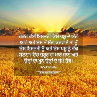 Picture 05 - ਅਹਬਾਰ 20:16 PANIRV - ਜੇਕਰ ਕੋਈ ਇਸਤਰੀ - Bible Verse Picture