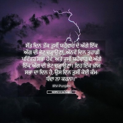 Picture 05 - ਅਹਬਾਰ 23:36 PANIRV - ਸੱਤ ਦਿਨ ਤੱਕ ਤੁਸੀਂ - Bible Verse Picture