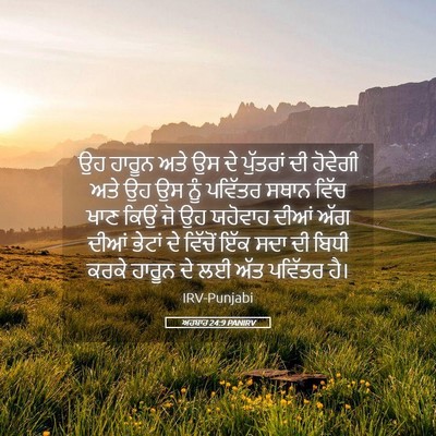 Picture 05 - ਅਹਬਾਰ 24:9 PANIRV - ਉਹ ਹਾਰੂਨ ਅਤੇ ਉਸ ਦੇ - Bible Verse Picture