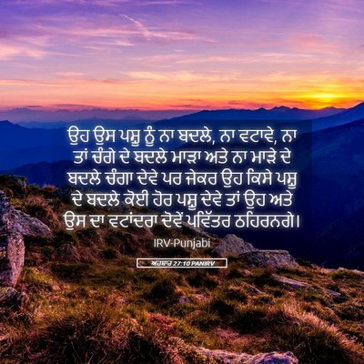 Picture 05 - ਅਹਬਾਰ 27:10 PANIRV - ਉਹ ਉਸ ਪਸ਼ੂ ਨੂੰ ਨਾ - Bible Verse Picture