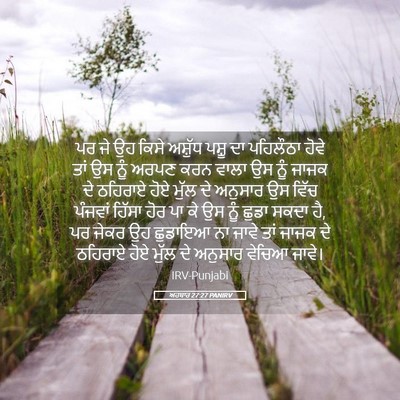 Picture 05 - ਅਹਬਾਰ 27:27 PANIRV - ਪਰ ਜੇ ਉਹ ਕਿਸੇ - Bible Verse Picture
