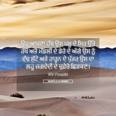 Picture 05 - ਅਹਬਾਰ 3:13 PANIRV - ਉਹ ਆਪਣਾ ਹੱਥ ਉਸ ਪਸ਼ੂ - Bible Verse Picture
