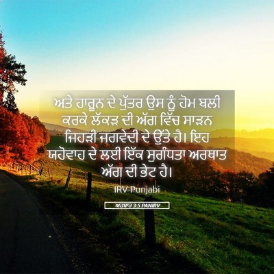 Picture 05 - ਅਹਬਾਰ 3:5 PANIRV - ਅਤੇ ਹਾਰੂਨ ਦੇ ਪੁੱਤਰ - Bible Verse Picture