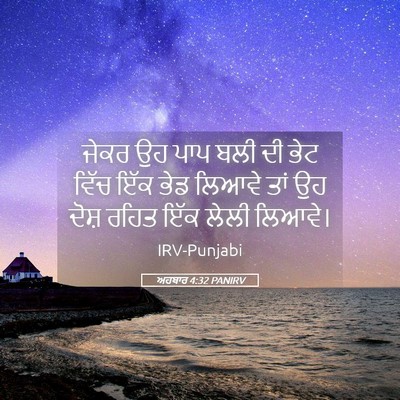 Picture 05 - ਅਹਬਾਰ 4:32 PANIRV - ਜੇਕਰ ਉਹ ਪਾਪ ਬਲੀ ਦੀ - Bible Verse Picture