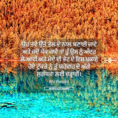 Picture 05 - ਅਹਬਾਰ 6:21 PANIRV - ਉਹ ਤਵੇ ਉੱਤੇ ਤੇਲ ਦੇ - Bible Verse Picture