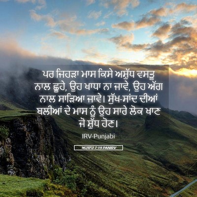 Picture 05 - ਅਹਬਾਰ 7:19 PANIRV - ਪਰ ਜਿਹੜਾ ਮਾਸ ਕਿਸੇ - Bible Verse Picture