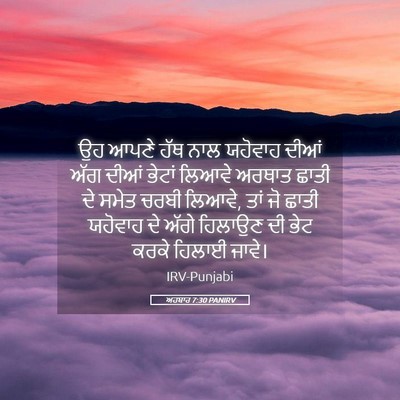 Picture 05 - ਅਹਬਾਰ 7:30 PANIRV - ਉਹ ਆਪਣੇ ਹੱਥ ਨਾਲ - Bible Verse Picture