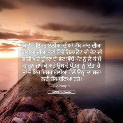 Picture 05 - ਅਹਬਾਰ 7:34 PANIRV - ਕਿਉਂ ਜੋ ਇਸਰਾਏਲੀਆਂ - Bible Verse Picture