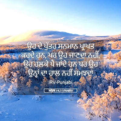 Picture 05 - ਅੱਯੂਬ 14:21 PANIRV - ਉਹ ਦੇ ਪੁੱਤਰ ਸਨਮਾਨ - Bible Verse Picture