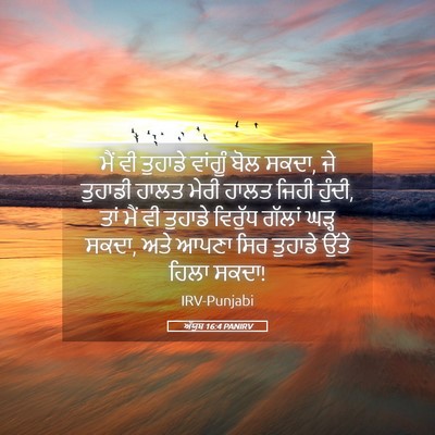 Picture 05 - ਅੱਯੂਬ 16:4 PANIRV - ਮੈਂ ਵੀ ਤੁਹਾਡੇ - Bible Verse Picture
