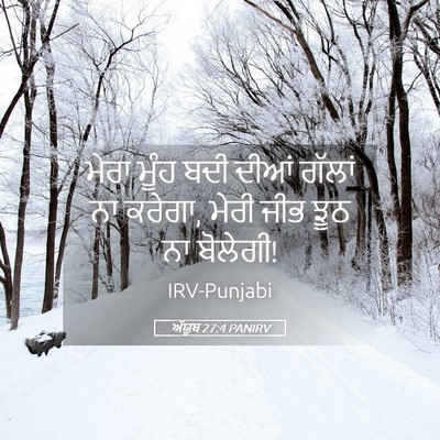 Picture 05 - ਅੱਯੂਬ 27:4 PANIRV - ਮੇਰਾ ਮੂੰਹ ਬਦੀ ਦੀਆਂ - Bible Verse Picture