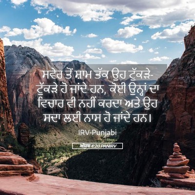 Picture 05 - ਅੱਯੂਬ 4:20 PANIRV - ਸਵੇਰ ਤੋਂ ਸ਼ਾਮ ਤੱਕ - Bible Verse Picture