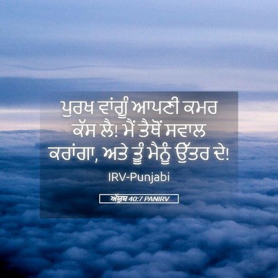 Picture 05 - ਅੱਯੂਬ 40:7 PANIRV - ਪੁਰਖ ਵਾਂਗੂੰ ਆਪਣੀ - Bible Verse Picture
