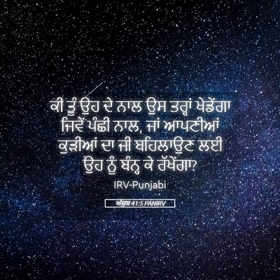 Picture 05 - ਅੱਯੂਬ 41:5 PANIRV - ਕੀ ਤੂੰ ਉਹ ਦੇ ਨਾਲ ਉਸ - Bible Verse Picture