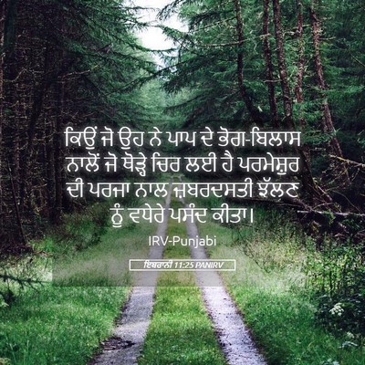 Picture 05 - ਇਬਰਾਨੀ 11:25 PANIRV - ਕਿਉਂ ਜੋ ਉਹ ਨੇ ਪਾਪ - Bible Verse Picture