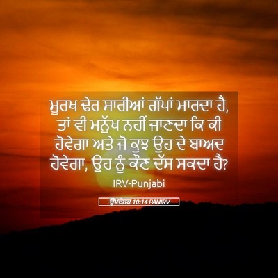 Picture 05 - ਉਪਦੇਸ਼ਕ 10:14 PANIRV - ਮੂਰਖ ਢੇਰ ਸਾਰੀਆਂ - Bible Verse Picture