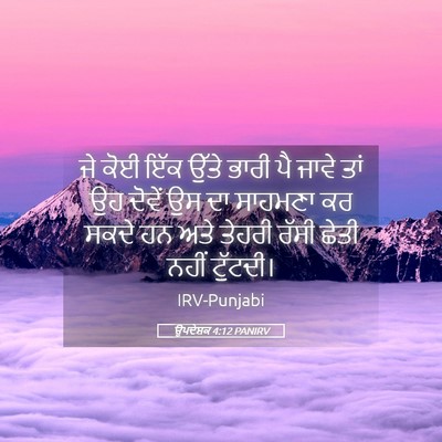 Picture 05 - ਉਪਦੇਸ਼ਕ 4:12 PANIRV - ਜੇ ਕੋਈ ਇੱਕ ਉੱਤੇ - Bible Verse Picture