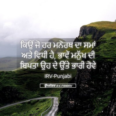 Picture 05 - ਉਪਦੇਸ਼ਕ 8:6 PANIRV - ਕਿਉਂ ਜੋ ਹਰ ਮਨੋਰਥ ਦਾ - Bible Verse Picture