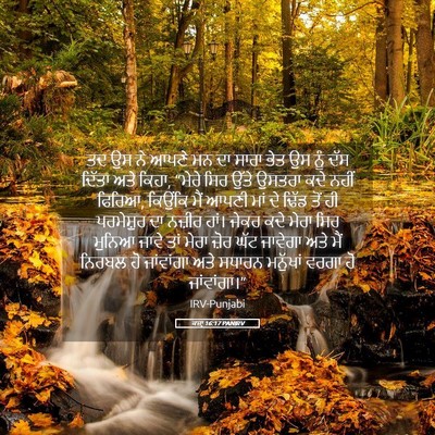 Picture 05 - ਕਜ਼ਾૃ 16:17 PANIRV - ਤਦ ਉਸ ਨੇ ਆਪਣੇ ਮਨ ਦਾ - Bible Verse Picture