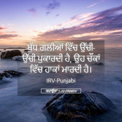 Picture 05 - ਕਹਾਉਤਾਂ 1:20 PANIRV - ਬੁੱਧ ਗਲੀਆਂ ਵਿੱਚ - Bible Verse Picture