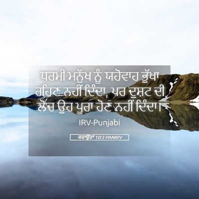 Picture 05 - ਕਹਾਉਤਾਂ 10:3 PANIRV - ਧਰਮੀ ਮਨੁੱਖ ਨੂੰ - Bible Verse Picture