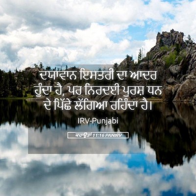 Picture 05 - ਕਹਾਉਤਾਂ 11:16 PANIRV - ਦਯਾਵਾਨ ਇਸਤਰੀ ਦਾ - Bible Verse Picture