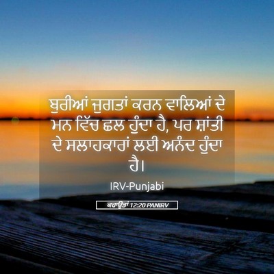 Picture 05 - ਕਹਾਉਤਾਂ 12:20 PANIRV - ਬੁਰੀਆਂ ਜੁਗਤਾਂ ਕਰਨ - Bible Verse Picture